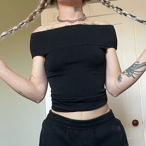 Black Off the Shoulder Tunic